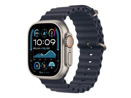488606 apple watch ultra 2 gps cellular 49mm natural titanium case with navy ocean band
