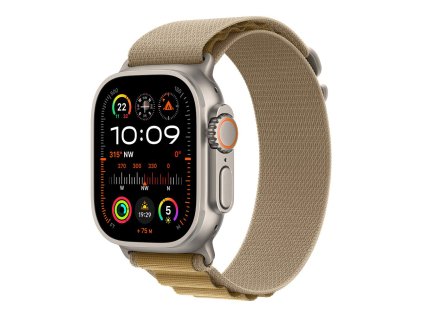 488768 apple watch ultra 2 gps cellular 49mm natural titanium case with tan alpine loop small