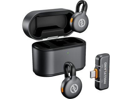 498563 bezdrotovy klopovy mikrofon hollyland lark m2s duo s konektorom usb c duo vesmirna siva