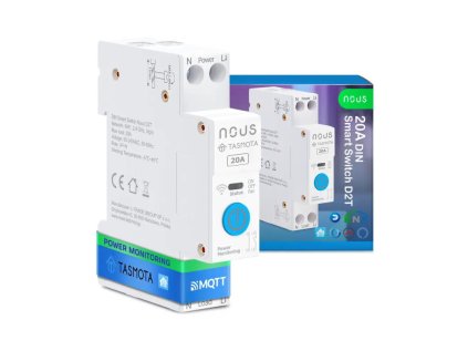 nous d2t din smart spinaci modul 20a s tasmota firmverom 1 kanal s meranim spotreby esp32