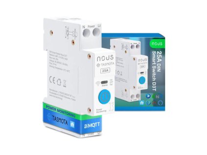 nous d3t din smart spinaci modul 25a s tasmota firmverom 1 kanal s meranim spotreby esp32