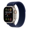 488723 apple watch ultra 2 gps cellular 49mm natural titanium case with blue trail loop s m