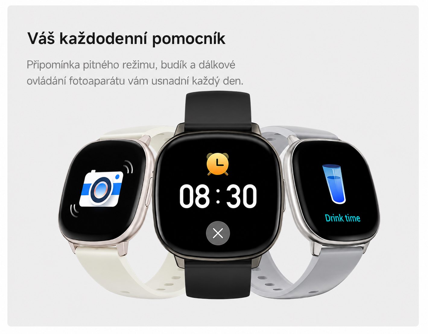 Inteligentné hodinky s budíkom a ovládaním fotoaparátu