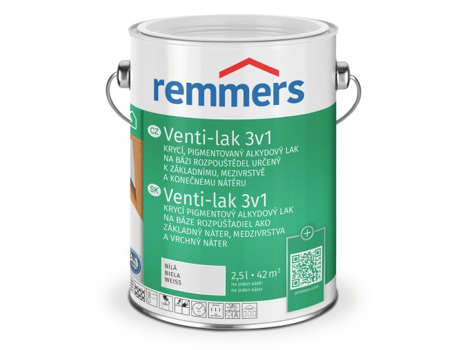Venti-lak 3v1, krycí, pigmentovaný alkydový lak k základnímu nátěru, mezivrstvě a konečnému nátěru (Venti Decklack)