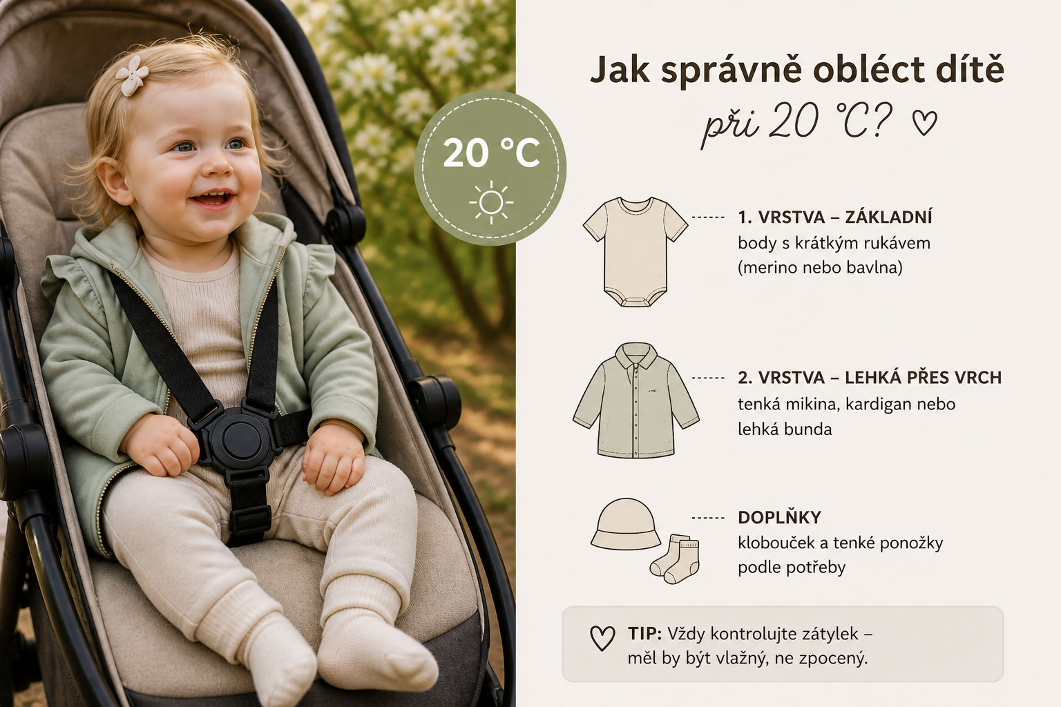Jak správně obléct dítě při 20°C?