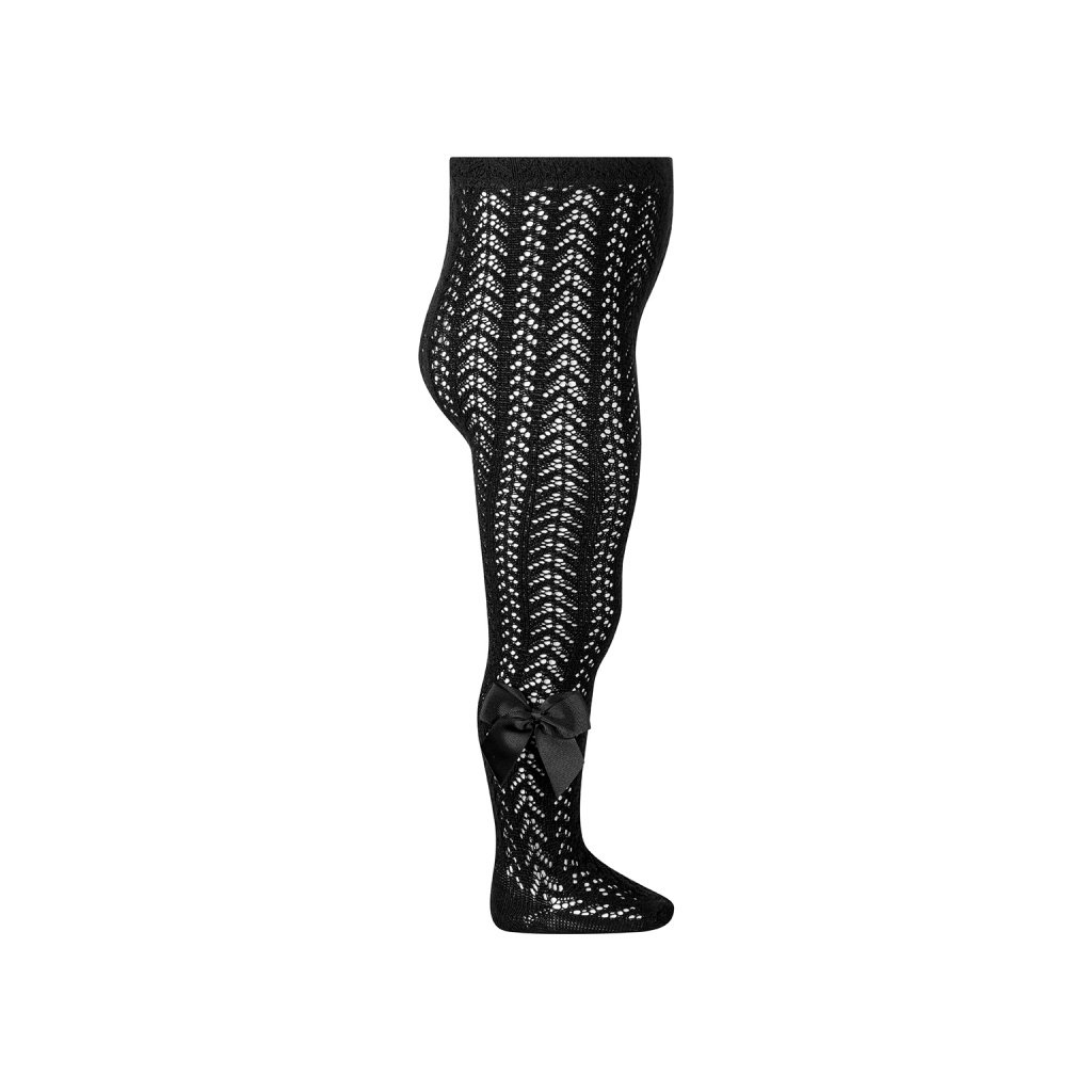 perle openwork tights with bow black