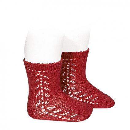 baby side openwork short socks red