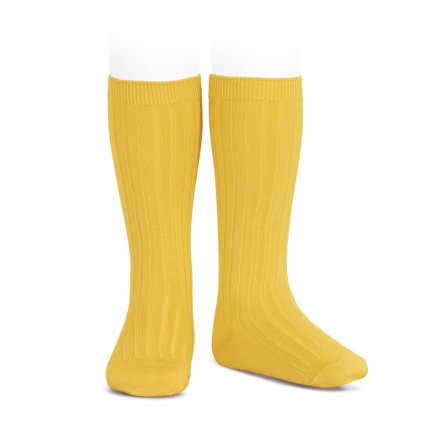 wide rib knee high socks yellow