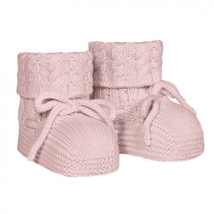 baby aran stitch booties pale pink