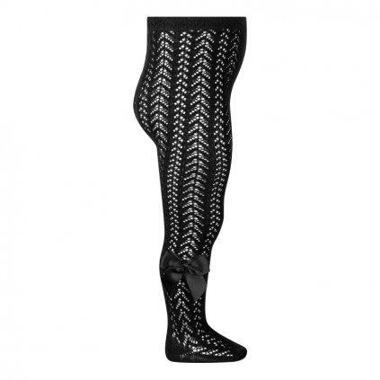 perle openwork tights with bow black