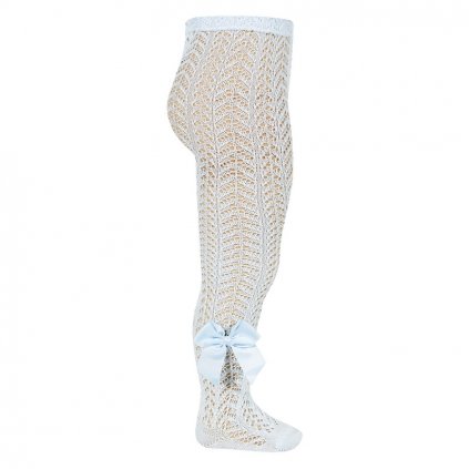 perle openwork tights with bow baby blue