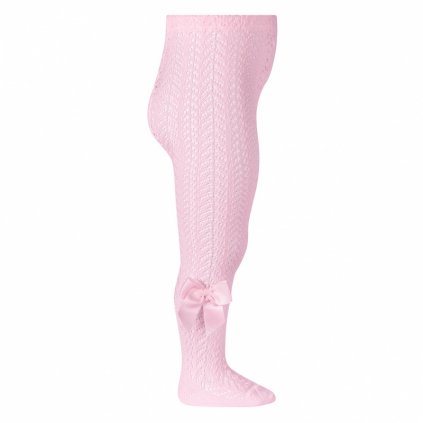 perle openwork tights with bow pink