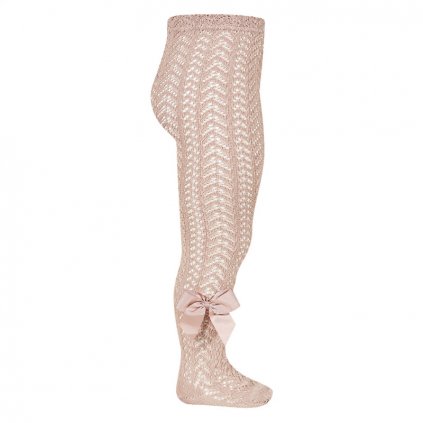 perle openwork tights with bow old rose