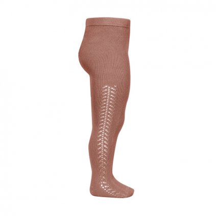 side openwork warm tights terracota