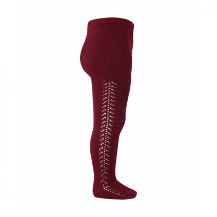 side openwork warm tights burgundy