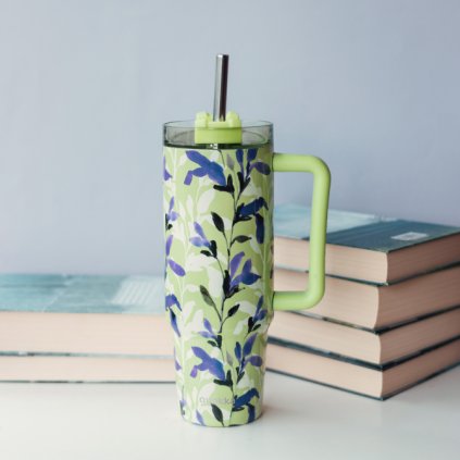 Quokka Nerezový termohrnek s brčkem Stream matcha 1200 ml  TERMO