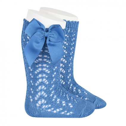 perle openwork knee high socks with bow mayan