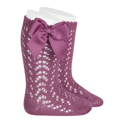 perle openwork knee high socks with bow cassis