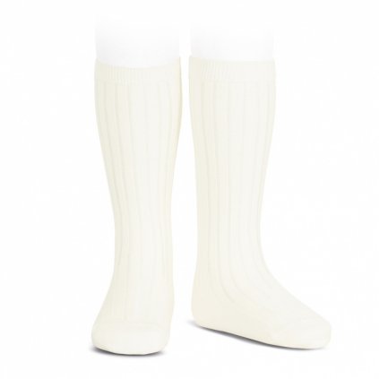 wide rib knee high socks beige