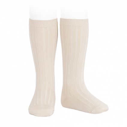 wide rib knee high socks linen