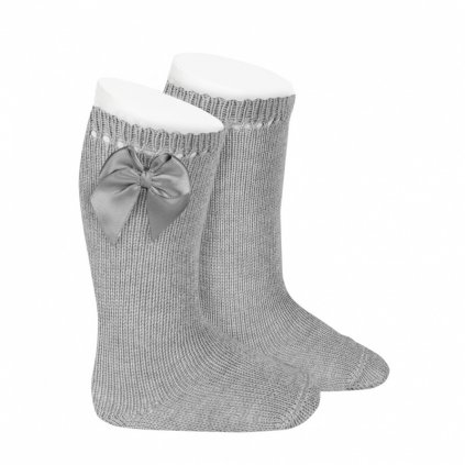 perle knee high socks with bow aluminium