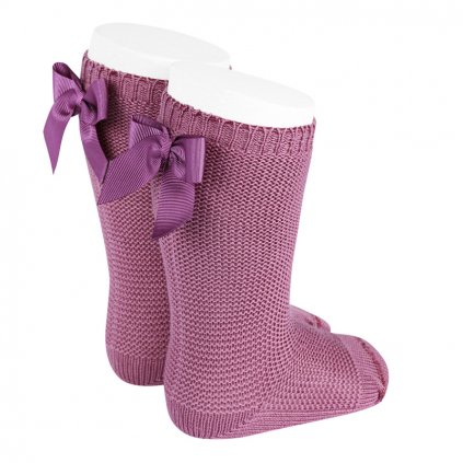 garter stitch knee high socks with bow cassis