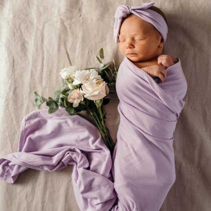 Cotton baby swaddle / scarf with hat set