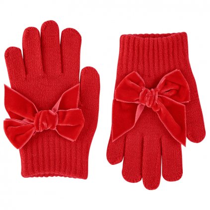 guantes con lazo grande de terciopelo rojo