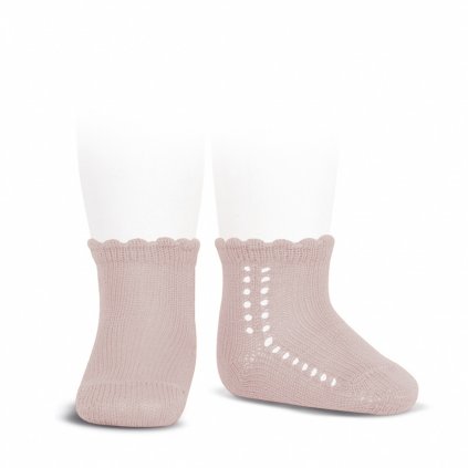 side openwork perle short socks old rose