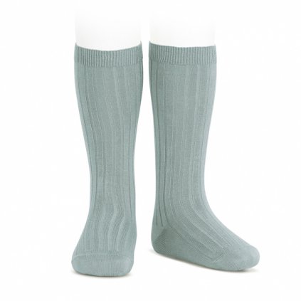 wide rib knee high socks dry green
