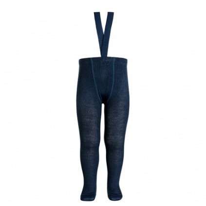 merino wool tights elastic suspenders navy blue