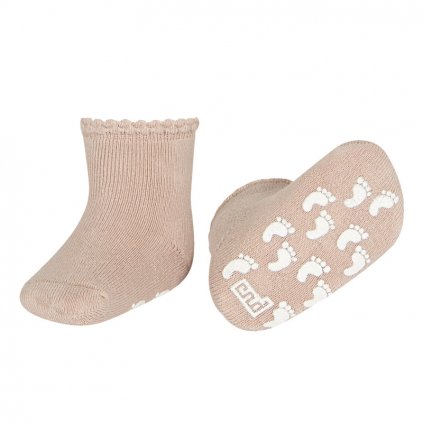 baby non slip terry socks with patterned cuff old rose