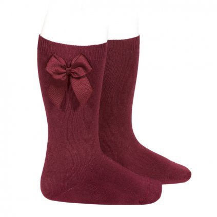 knee high socks with grossgrain side bow garnet