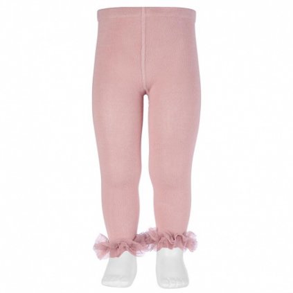 leggings tulle ruffles ankles pale pink 2