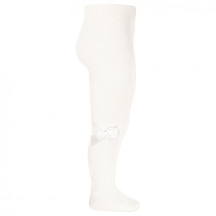 tights with side grossgrain bow cream