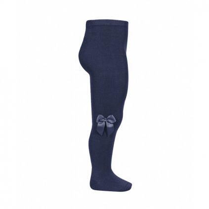 tights with side grossgrain bow navy blue