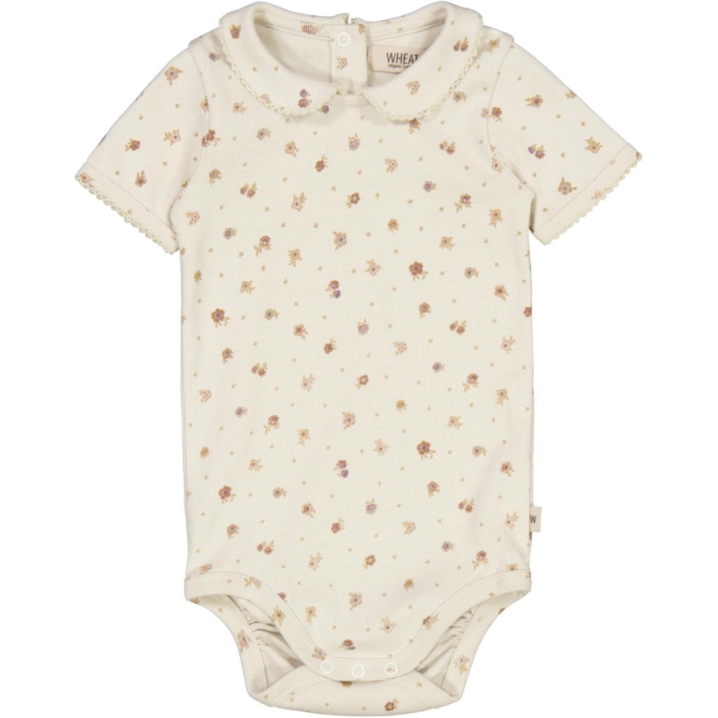 Levně Wheat kojenecké body s krátkým rukávem 9167 - chalk flowers