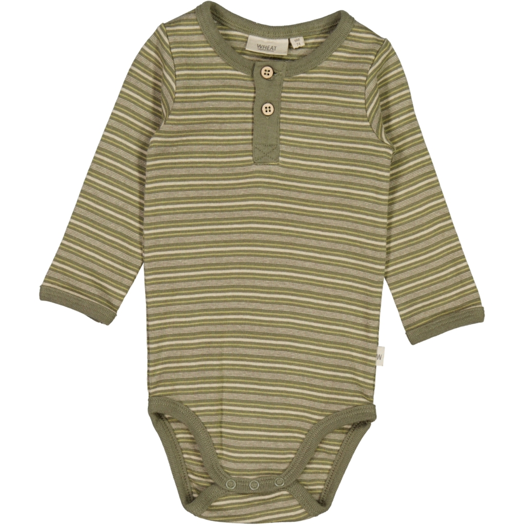 Levně Wheat kojenecké body s dlouhým rukávem 9101 - heather green stripe