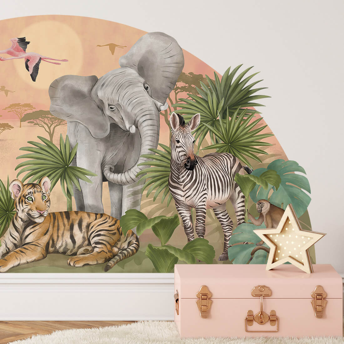 Levně Pastelowe Love Pastelowe Love® dětská samolepka na zeď safari Samolepka 161x79 cm