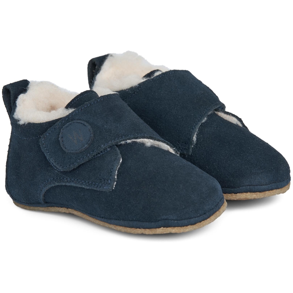 Wheat dětské kožené capáčky s vlněnou podšívkou Taj 305i - 1432 navy