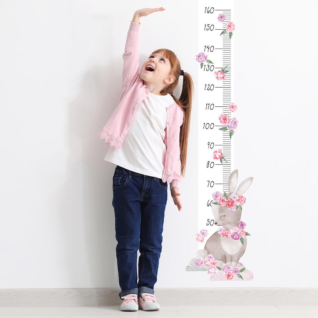 Levně Pastelowe Love Pastelowe Love® samolepka na zeď metr růžový králík Samolepka 35 x 145 cm