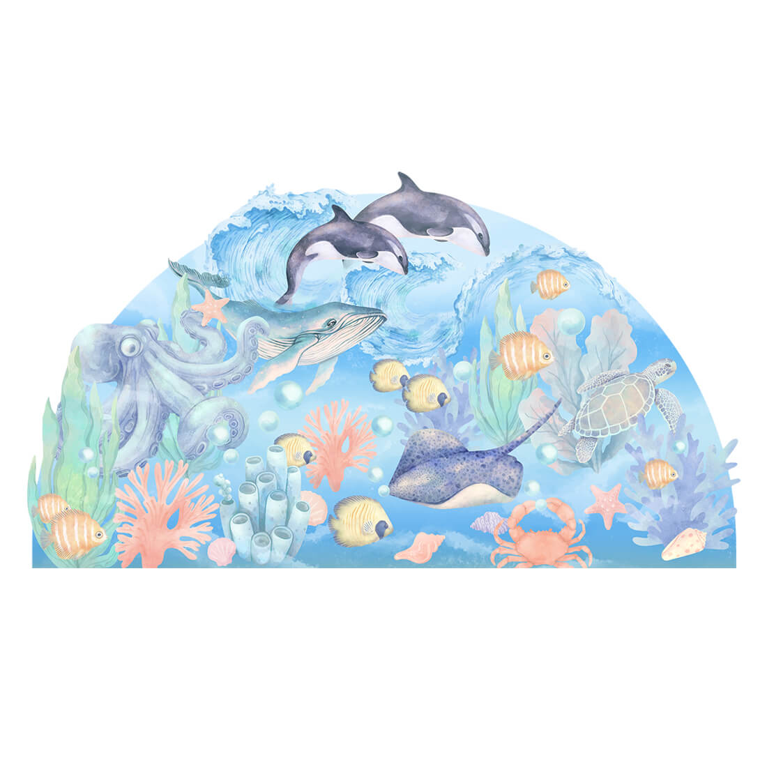 Levně Pastelowe Love Pastelowe Love® samolepka na zeď oceán Samolepka 150 x 83 cm