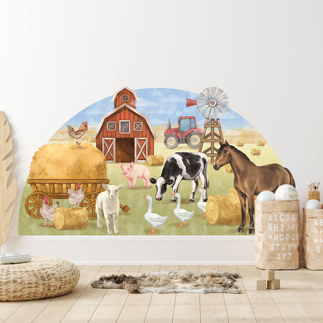 Levně Pastelowe Love Pastelowe Love® samolepka na zeď farma Samolepka 149 x 80 cm