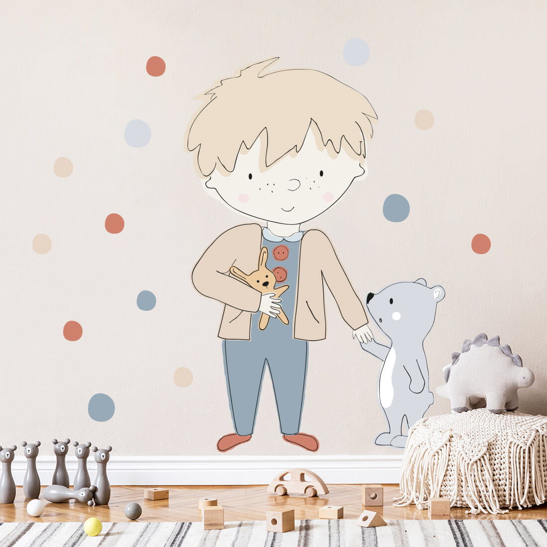 Levně Pastelowe Love Pastelowe Love® samolepka na zeď Teddy šedý Samolepka 83 x 55 cm