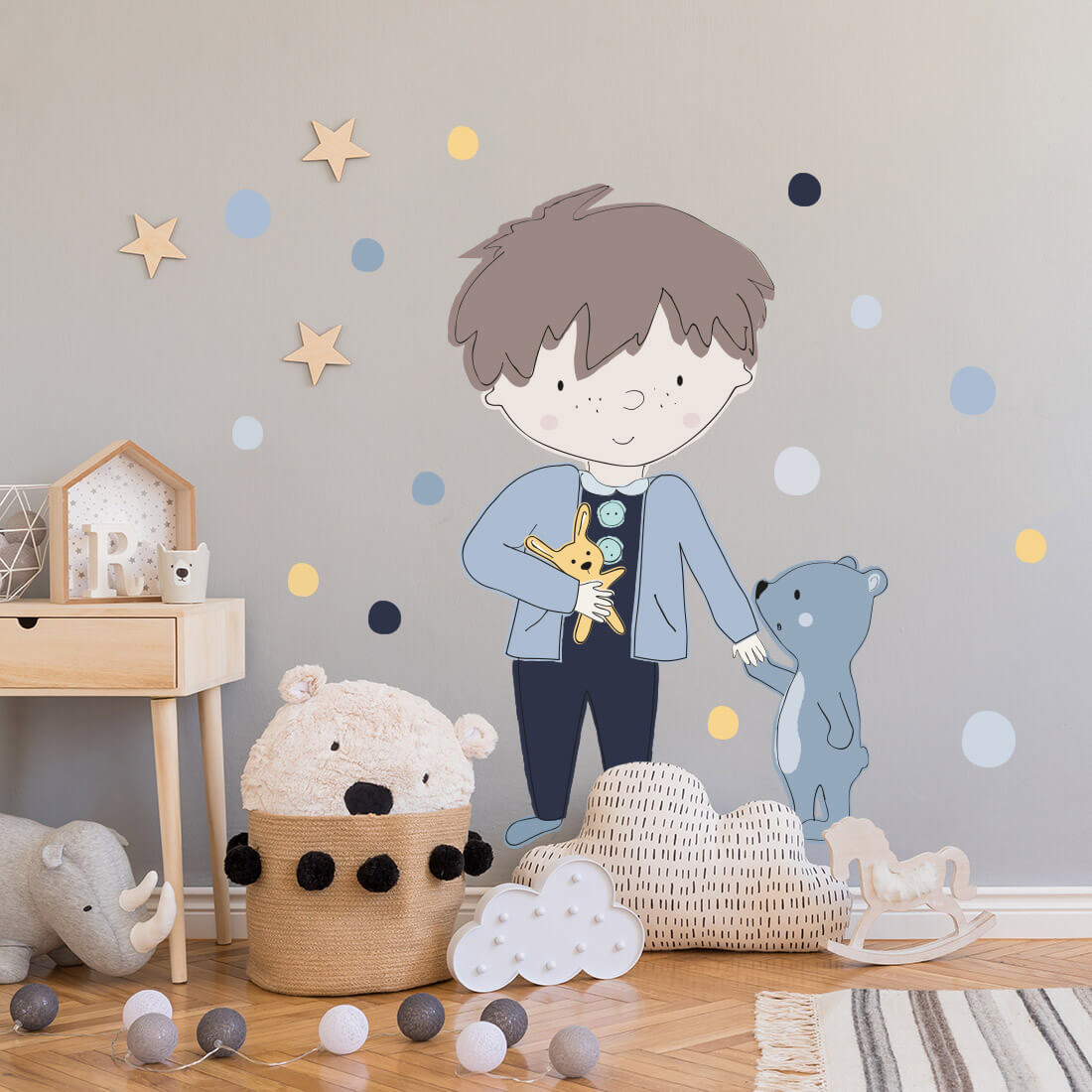 Levně Pastelowe Love Pastelowe Love® samolepka na zeď Teddy modrý Samolepka 83 x 55 cm