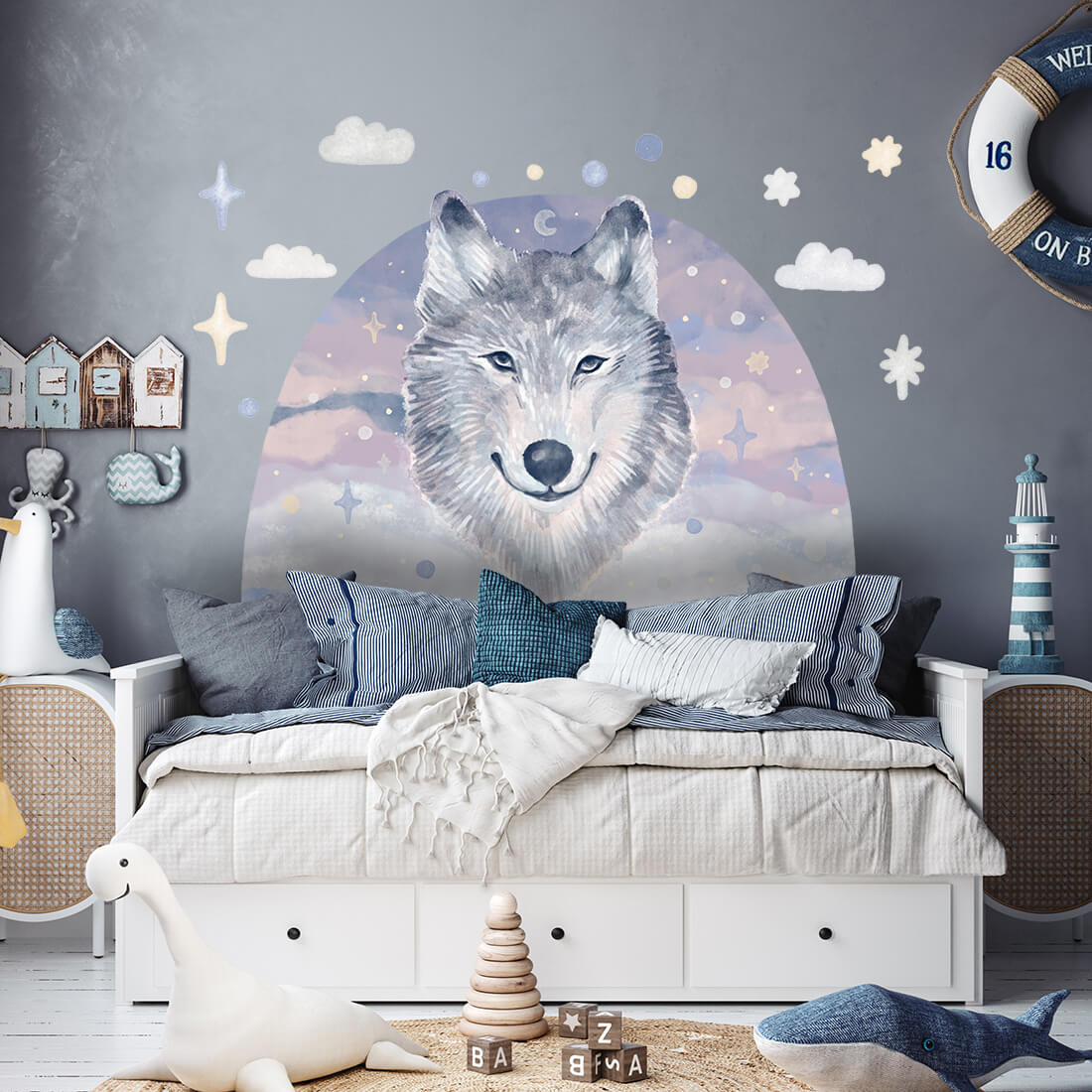 Levně Pastelowe Love Pastelowe Love® samolepka na zeď vlk Samolepka 82 x 119 cm