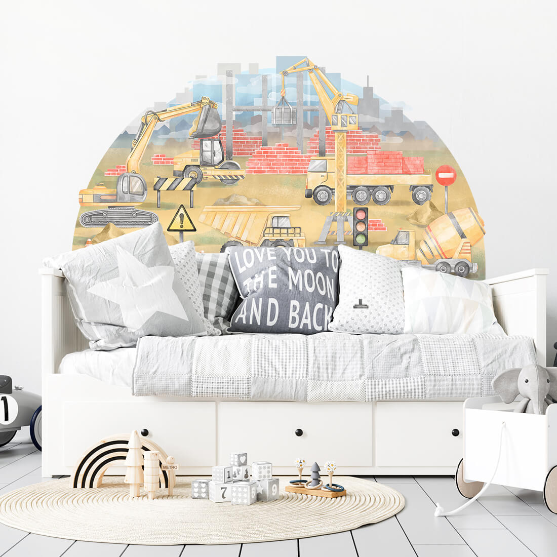 Levně Pastelowe Love Pastelowe Love® samolepka na zeď staveniště žlutá Samolepka 150 x 81 cm