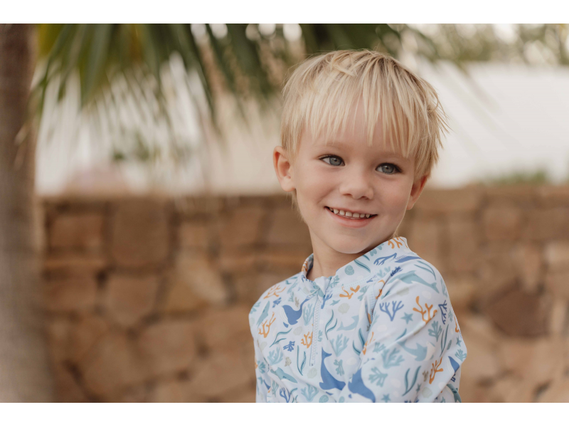 LITTLE DUTCH plavecké triko dlouhý rukáv OCEAN DREAMS BLUE