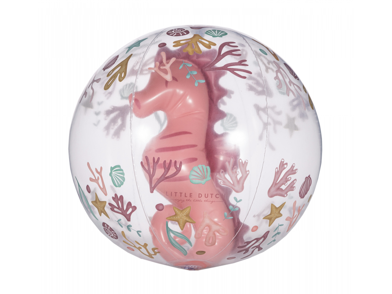 Levně LITTLE DUTCH nafukovací míč 3D OCEAN DREAMS PINK K VODĚ