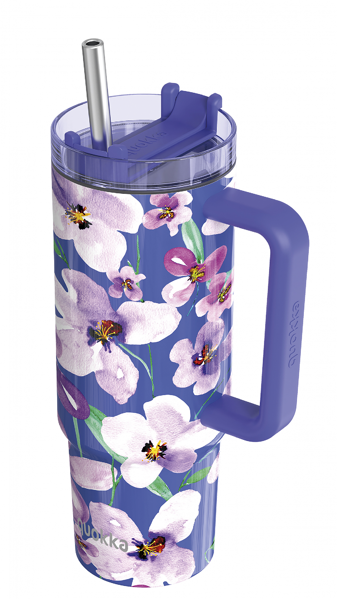 Levně Quokka Nerezový termohrnek s brčkem Stream flower dusk 1200 ml TERMO